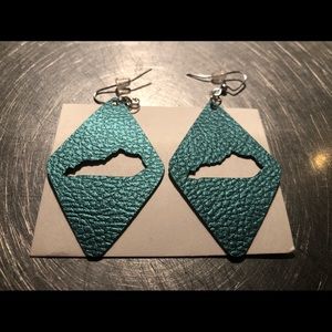 Faux leather Kentucky earrings!!